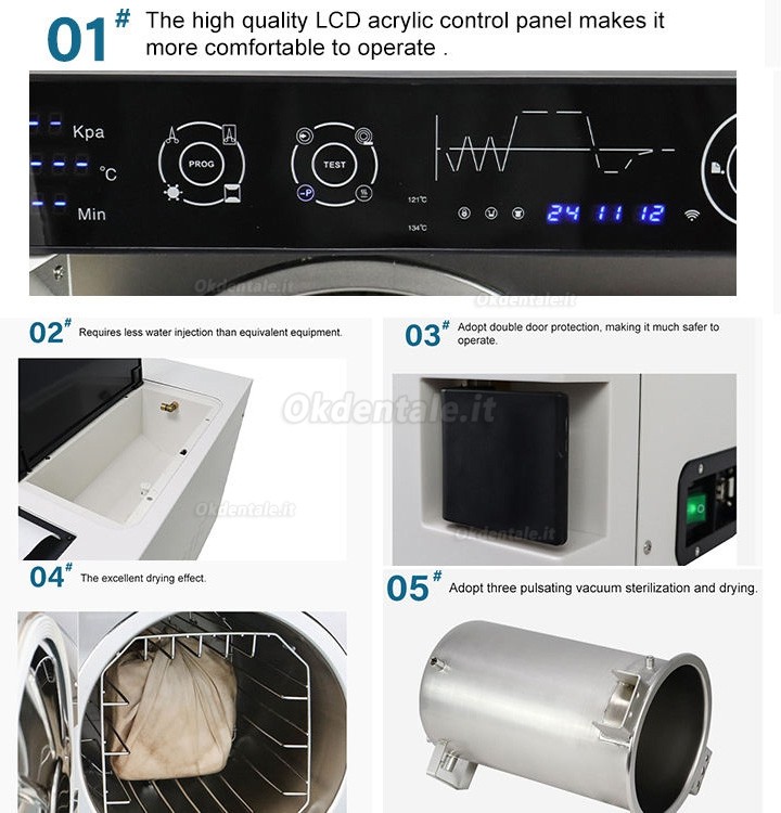 Autoclave per sterilizzazione a vapore dentale SDM 18L/23L Classe B con stampante